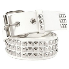 Metal Punk Rock Rivet Belt with Holes White Pyramid 110 cm/43.31 inch,
