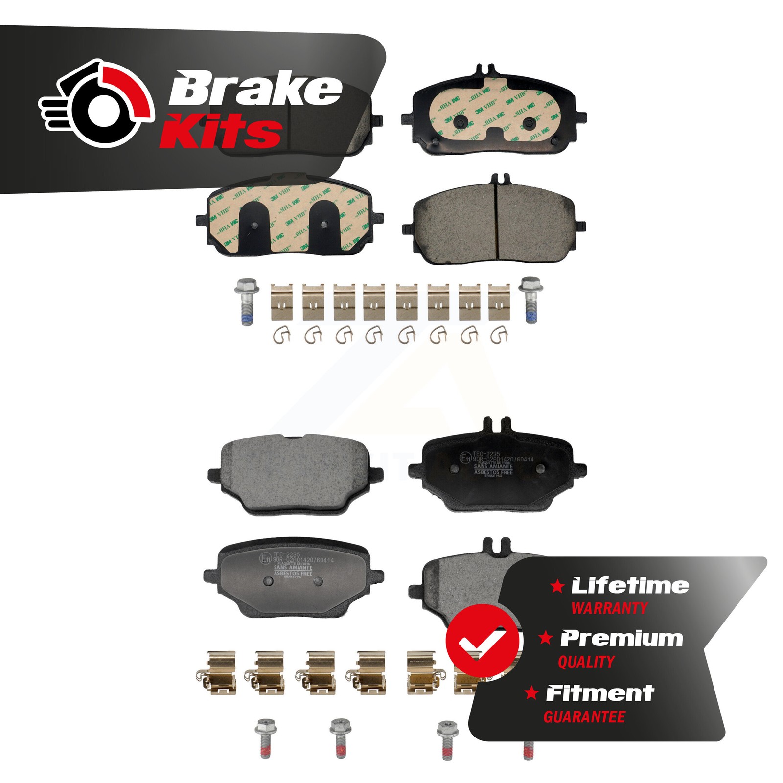 Front Rear Ceramic Brake Pads Kit For 2020-2023 Mercedes-Benz GLE350