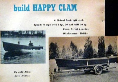 17' Seabright Skiff Inboard Atkin Design How-To build PLANS *Happy Clam*