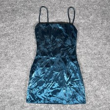 VTG Nasty Gal La Femme Brush Metallic Mini Dress Women S Small Blue 90s Y2K NEW