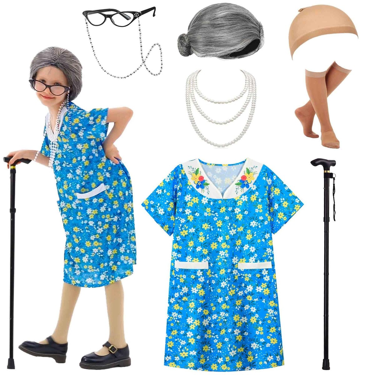 Old Lady Costume Kit for 100th Day of School Halloween Dress Up | eBay