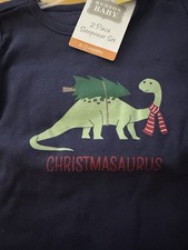 NEW Hudson Baby CHRISTMASAURUS Dino Dinosaur PJs 2 Pc Pajamas Set 6-12 mo