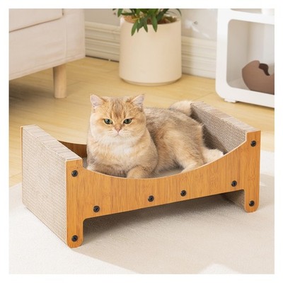 Cat Scratcher Lounge, 3-in-1 Reversible Cardboard Scratching Bed, Horizontal ...