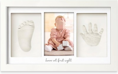 Baby Handabdruck Fußabdruck Gipsabdruck Set Bilderrahmen Neugeborene Geschenk