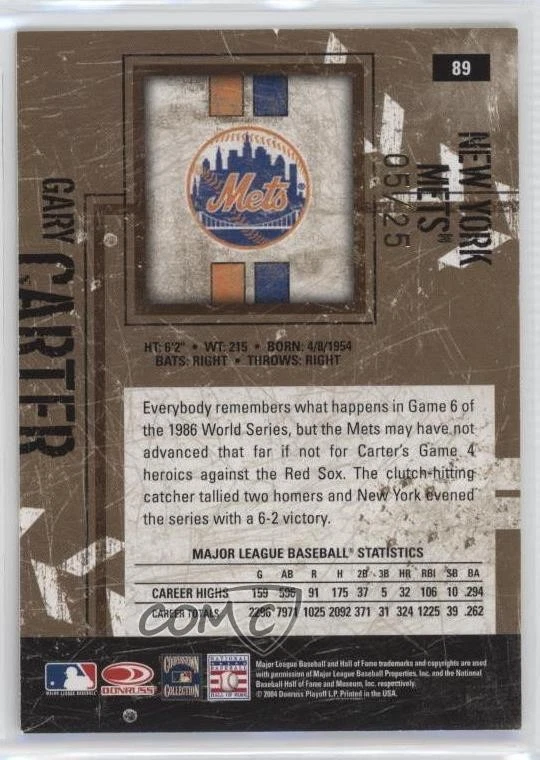 2004 Donruss Leather & Lumber Black & White Gold /25 Gary Carter #89 HOF - Image 2 of 2