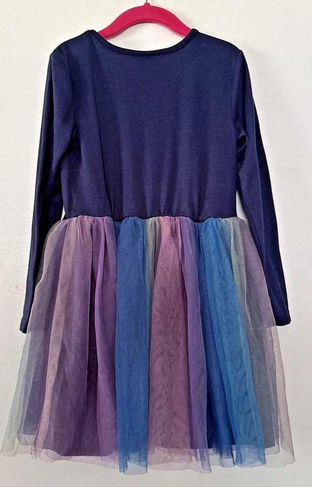 Vestido tutu azul manga comprida Hello Kitty meninas 6X saia de tule lantejoulas elásticas - Imagem 3 de 4