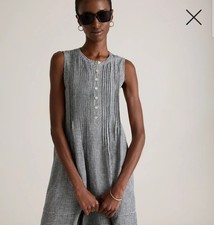 Quince 100% European Linen Sleeveless Swing Gingham DressSize Small
