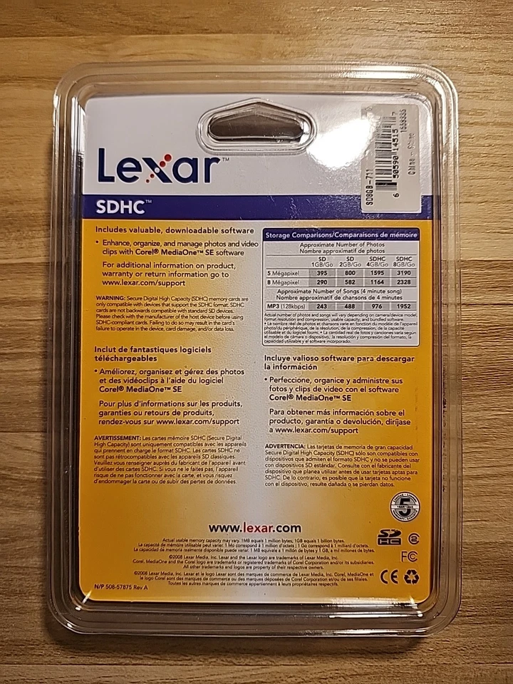 NEW Lexar 8 Gb SDHC Memory card Class 2 - Image 2 of 2