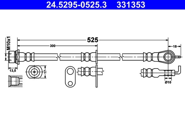 ATE Bremsschlauch 24.5295-0525.3 FüR Toyota Yaris SCP10_ SCP10R NCP10 SCP12_-image