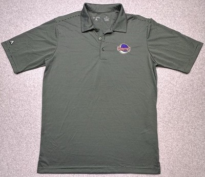 Arizona Coyotes NHL Antigua Polo Shirt Green Striped Size Medium Retro Logo