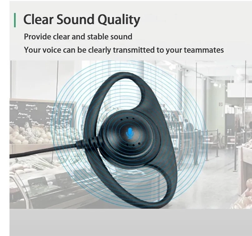 Retevis Case of 10, Walkie Talkies Earpiece with Mic 2 Pin D-Type Headset10 Pack - Image 3 of 4