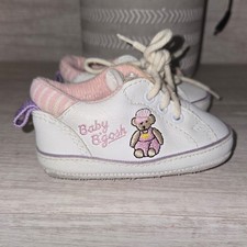 Vintage Baby B'Gosh Baby Girls Bear Victoria White Crib Shoes Size 2 Leather