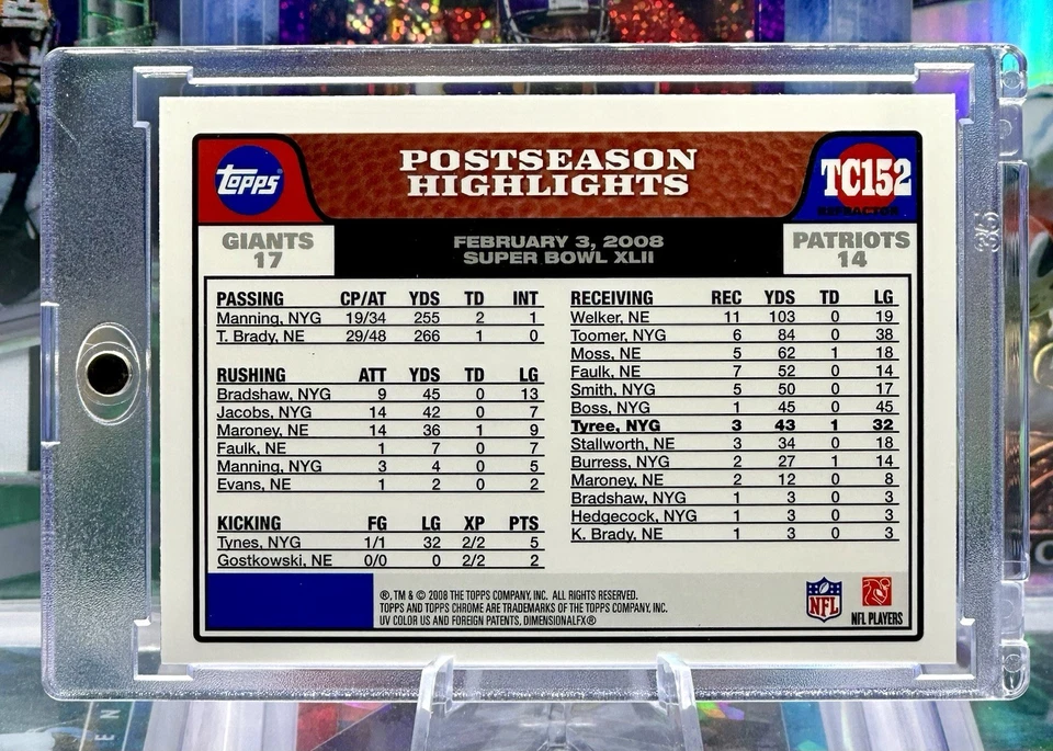 Holo refractor azul cromado Topps 2008 “The Catch” David Tyree New York Giants Foto 2 de 2