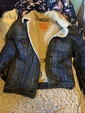 Vintage Levi's Men's Sherpa-Lined Blue Denim Jacket - Small