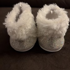 Build A Bear Workshop Silver Glitter Furry Fuzzy Fashion Snow Boots