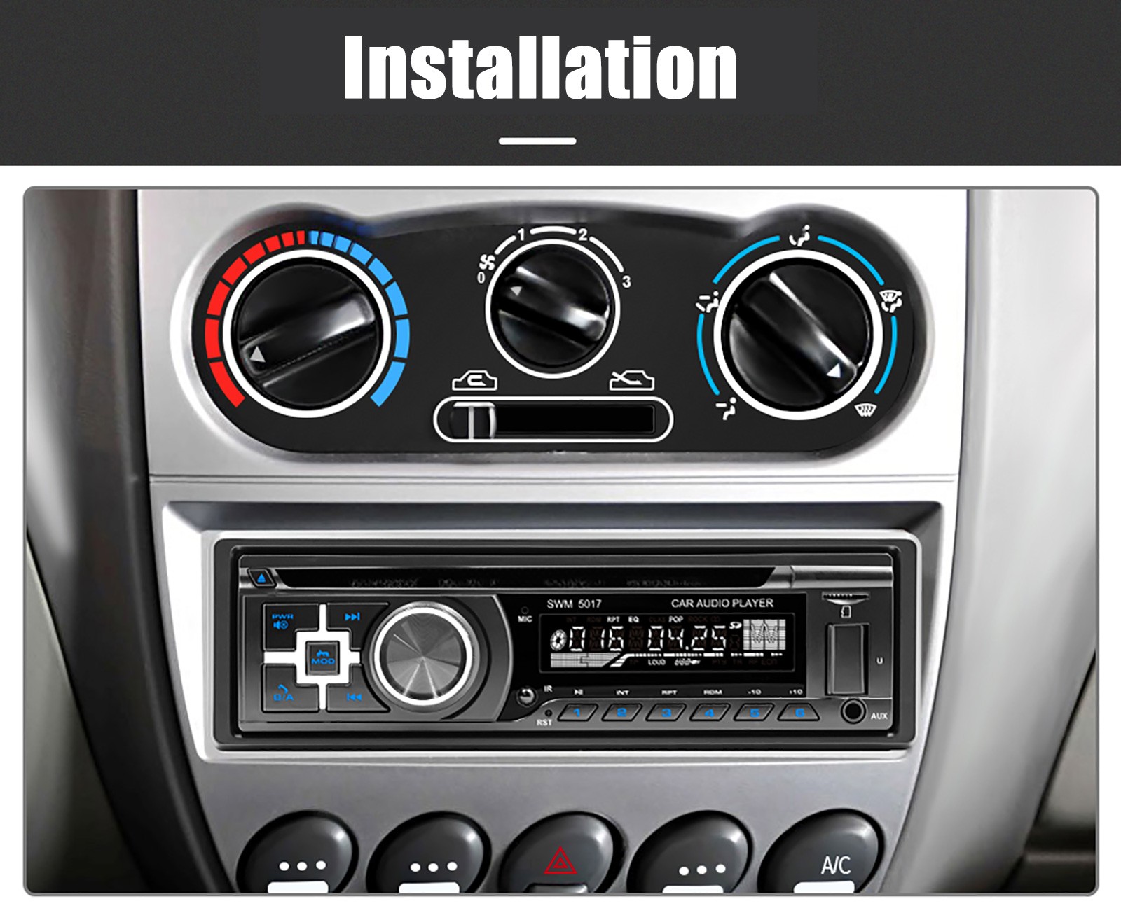 Single Din Car Stereo Radio with CD/DVD Player USB Bluetooth FM AM RDS SD AUX