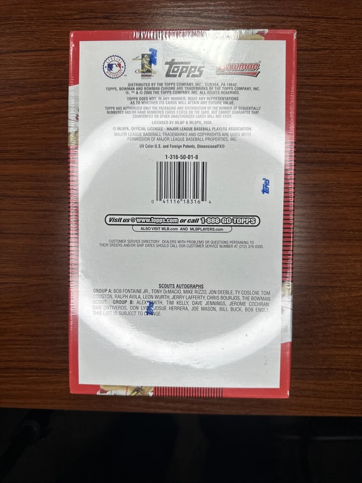 Bowman Baseball 2008 caja de pasatiempos sellada Jeter Votto Ichiro Griffey Cabrera Pujols Foto 2 de 4