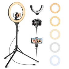 14'' Selfie Ring Light with 62'' Tripod Stand and Holder, Dimmable Ringlight ...