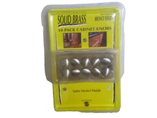 10 Solid Brass Drawer Pull Knobs Brushed Satin Nickel Finish 1"  & 1 1/4" Screws