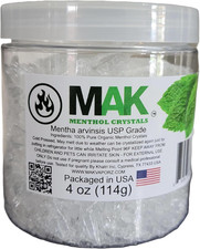 Menthol Crystals 4 Oz - Pure Organic 100 Natural - Menthol Crystals from Mint C