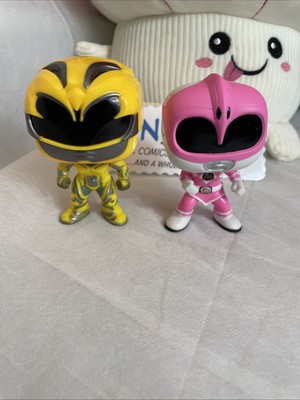 Lot of 2 Funko Pop Power Rangers Vinyl Figures - Pink (407) And Yellow (398)