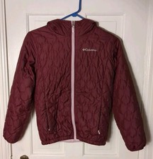 Columbia Girls Quilted Sherpa Fleece Lined Bella Pink Plush Coat Sz M 10/12