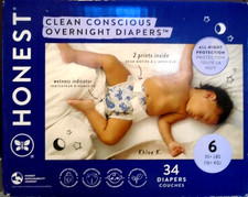Honest Company Clean Conscious Overnight Diapers Size 6 35 lbs 34 Count