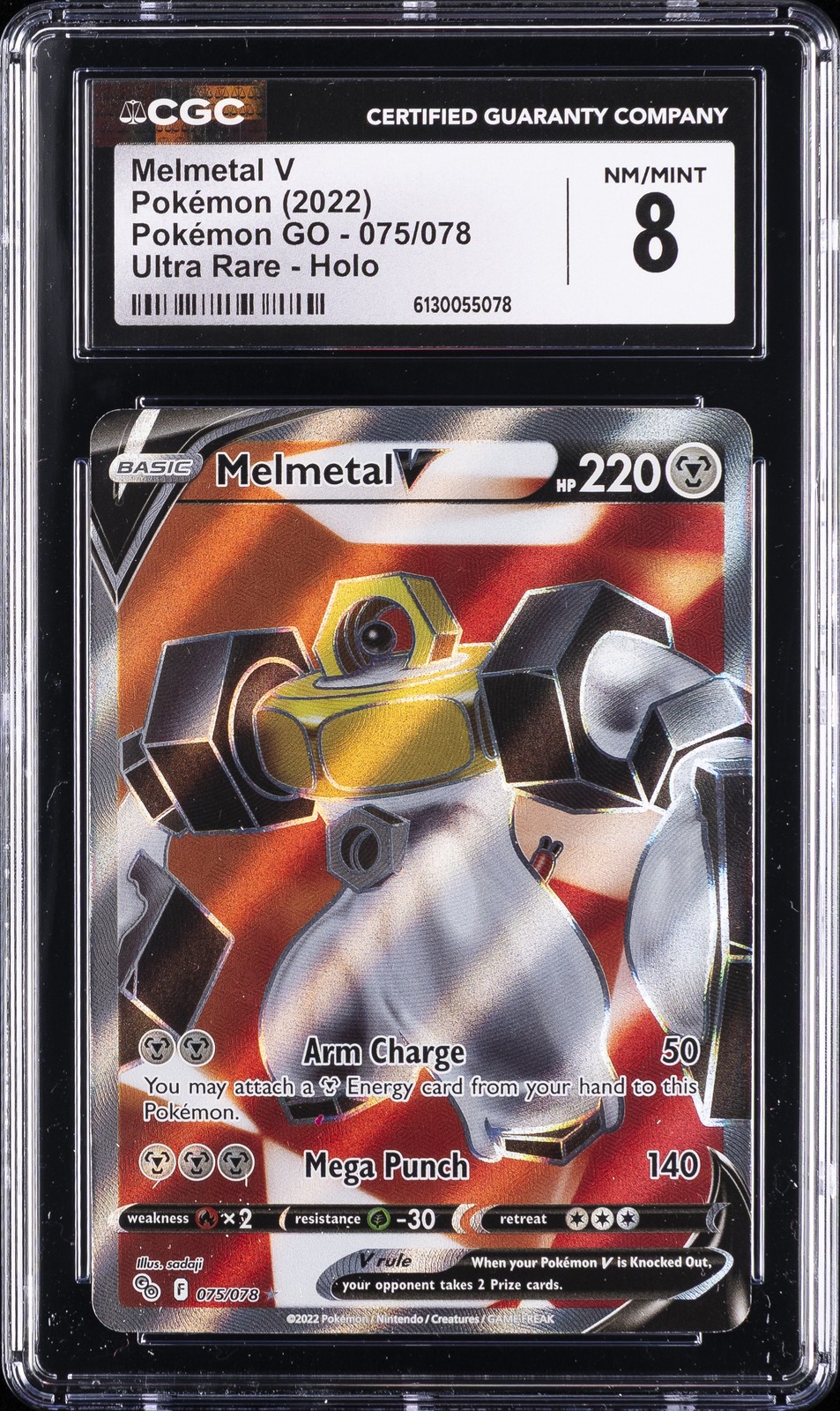 2022 POKEMON GO ULTRA RARE HOLO #075 MELMETAL V CGC 8