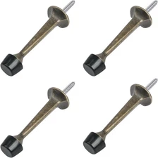 HOMOTEK 4 Pack Heavy Duty Solid Rigid Door Stop with 4 Pack, Antique Brass 