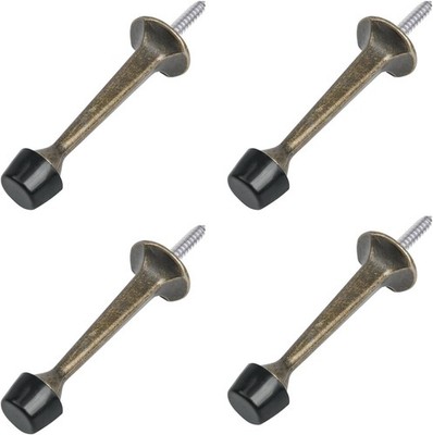 HOMOTEK 4 Pack Heavy Duty Solid Rigid Door Stop with 4 Pack, Antique Brass 