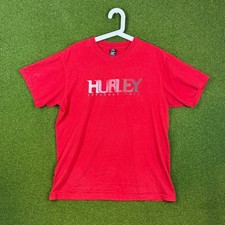 Vintage Hurley International Mens Red Graphic Large Short Sleeve Surf Skate Logo