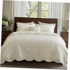 Quilt Size - Ultra Soft Pre-Washed Bedspread - King 20 - Cream Yellow - Leaf