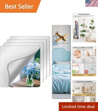 Unbreakable Mirror Tiles, 4PCS 10  x10  Peel And Stick on Mirror for Wall Mirr...