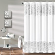 Shimmer Sequins Shower Curtain Single 70" W x 72" L Silver - Sequin Shower Cu...