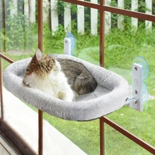 Cordless Cat Window Perch, Cat Hammock for Wall with 4 Strong Suction Cups, S...