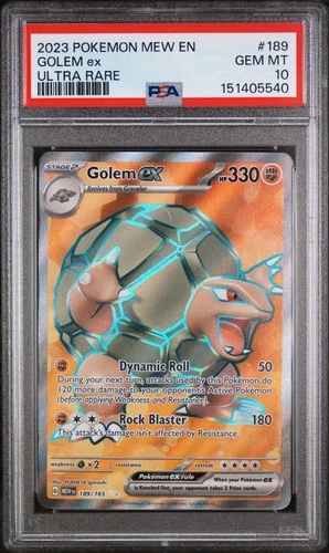 Golem ex 189/165 Sv: Scarlet & Violet 151 Holo PSA 10 Gem MT