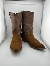 Acme Cowboy Boots Women’s 7.5 C Brown Leather Suede Square Toe Western USA Made