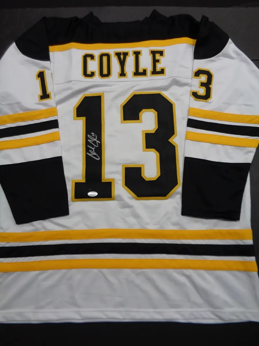 CHARLIE COYLE Autographed Signed Boston Bruins CUSTOM WHITE HOCKEY JERSEY JSA COA 