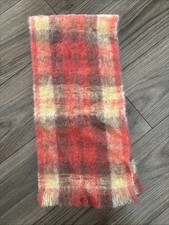 Vintage Heather Down Scarf Scotland Loomed Mohair Wool Orange Yellow Brown Plaid
