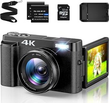 4K Digital Camera for Photography w 3'' 180 Flip Screen, Autofocus 48MP Vlogging
