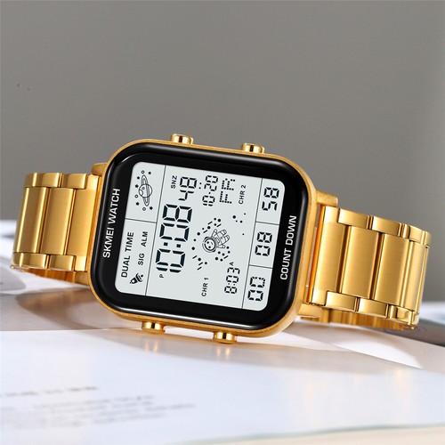 SKMEI Men LED Watch Rectangle Digital Wristwatch Countdown Watch for Boys Girls - Picture 13 of 27