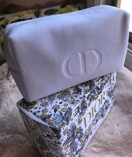 DIOR CD Monogram White Soft Sided Makeup Bag