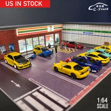 Diorama 1/64 Car Garage Model City LED Lighting Scene Display Building Model Toy