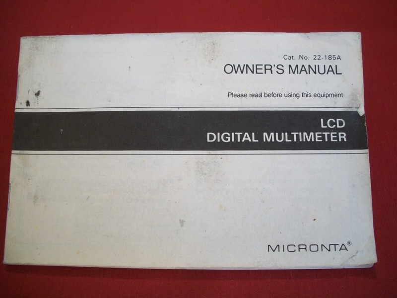 Vintage Collectable Owners Manual for a LCD Didital Multimeter #22-186A
