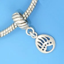 Bear Claw Paw Print 925 Sterling Silver European Dangle Bead Charm