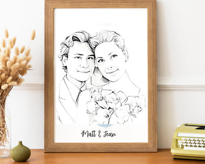 Personalisierte Skizze Portrait vom Foto, Verwandeln Sie ein Foto in Skizze Kunstdruck