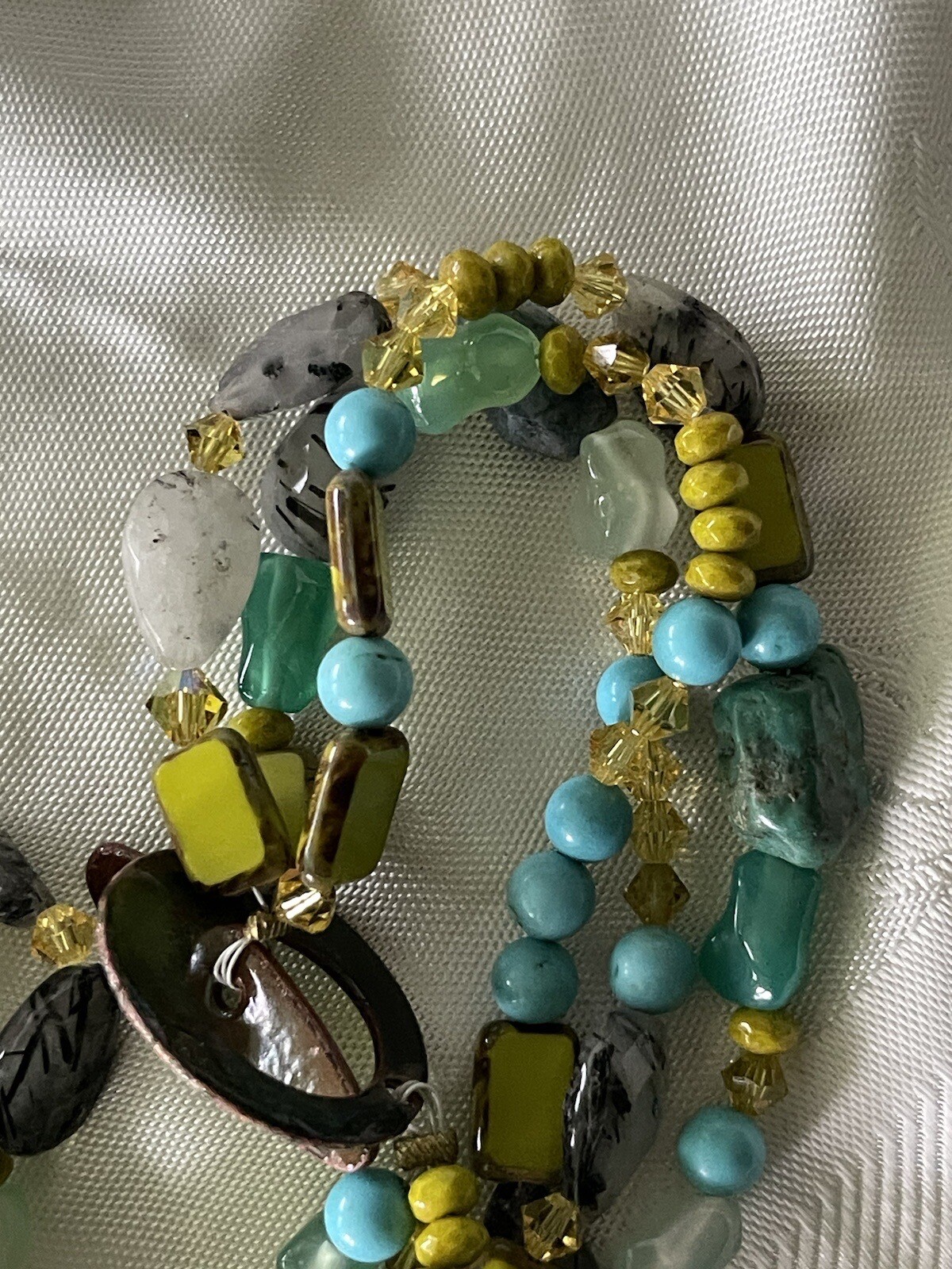 Unique 3 Strand Multi Stone Quartz Turquoise Crys… - image 8