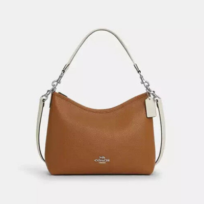 NWT COACH CT850 Colorblock Laurel Shoulder Bag in Soft Pebble Leather