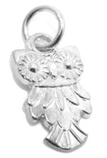 .925 Sterling Silver Fancy Owl Pendant Charm