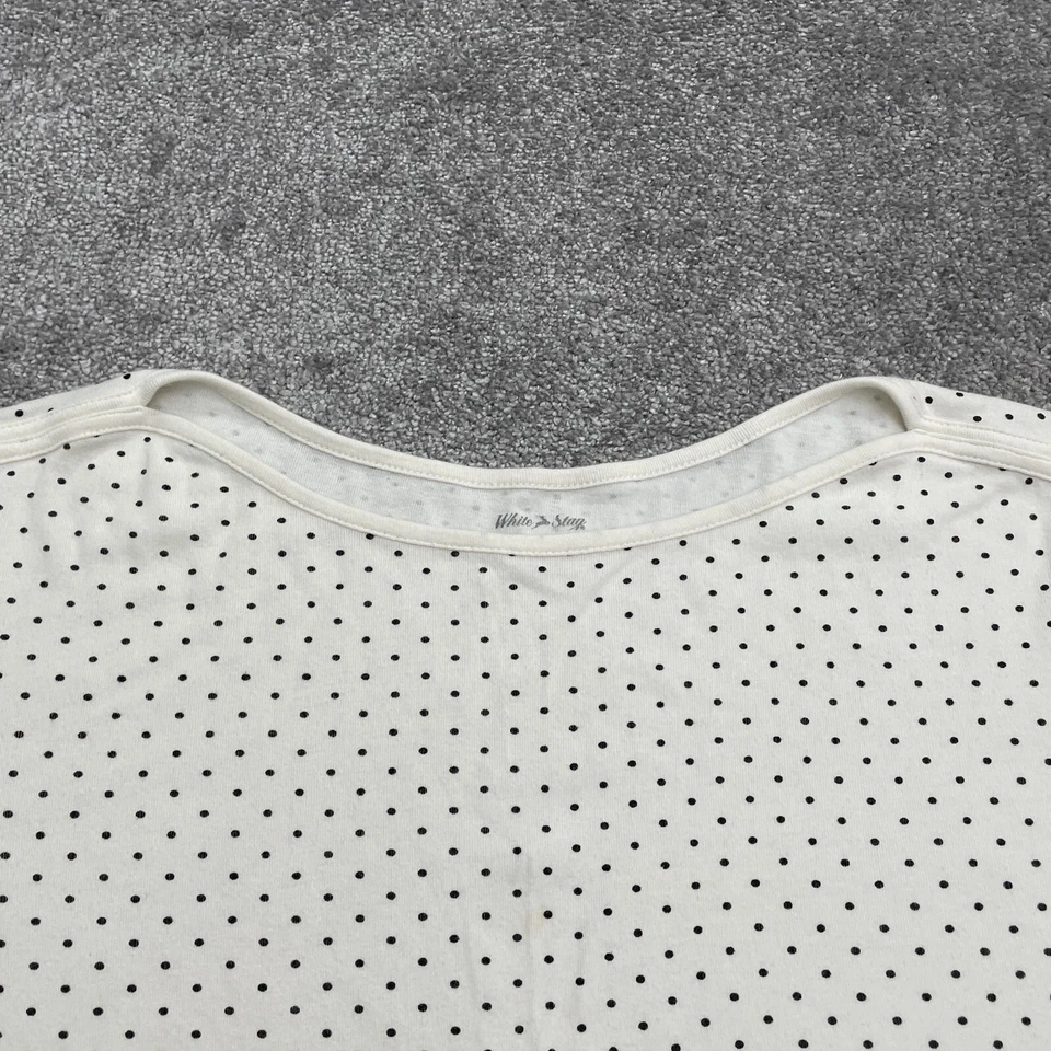 Camisa básica blanca ciervo para mujer 3XL 22/24W blanca lunares cuello redondo manga corta Foto 3 de 4